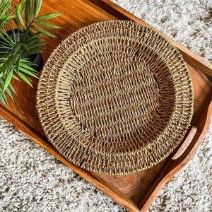 Vintage round woven jute wire basket